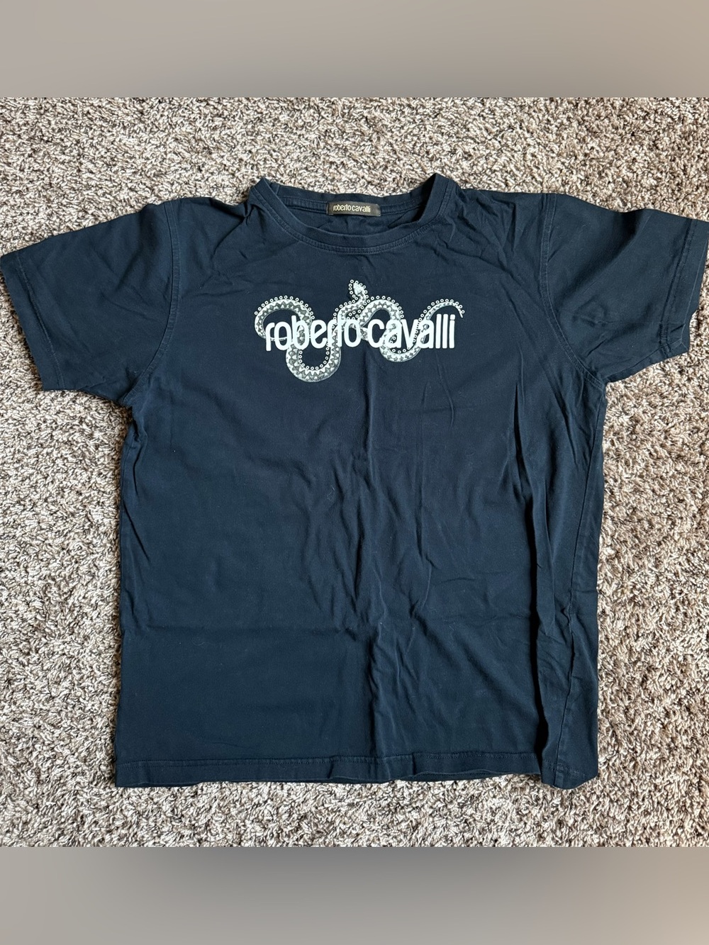 Roberto Cavalli Black Graphic Logo Tee